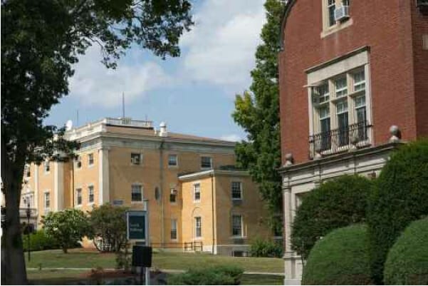 McLean Hospital with yellow and red building vicinity
