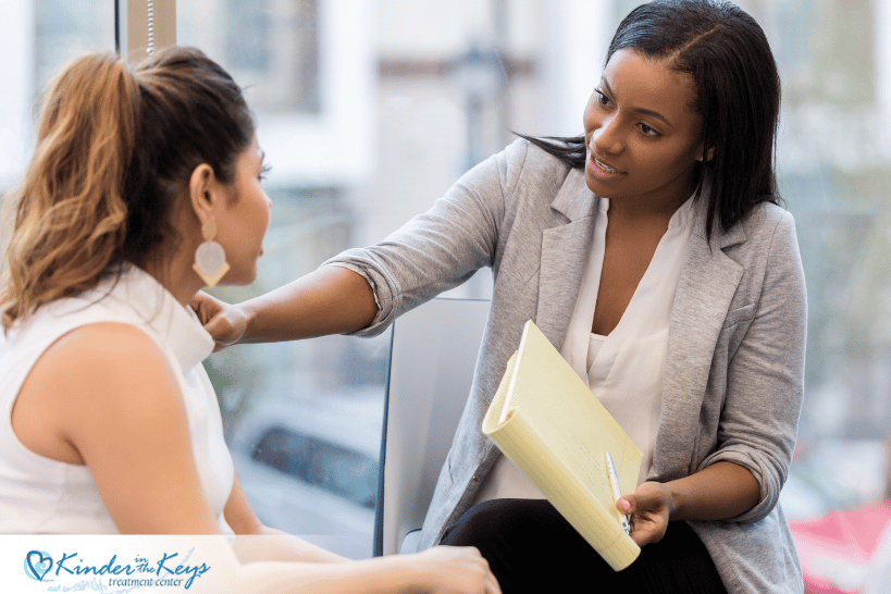 Women discussing aftercare planning at Kinder in the Keys