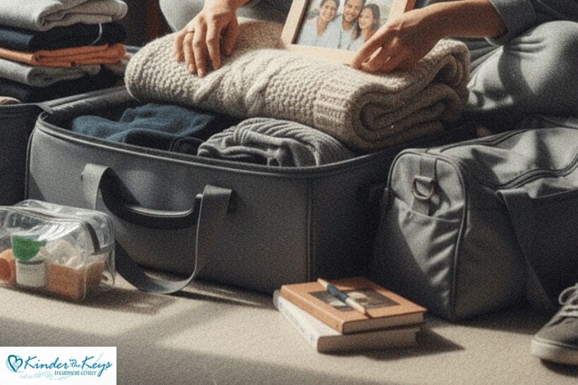 Essential items organized for residential treatment packing