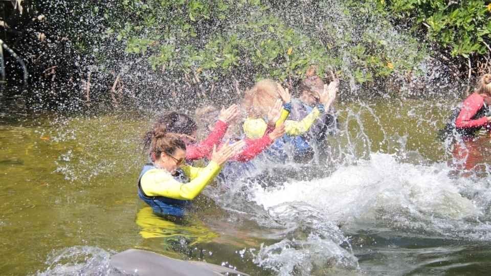 Women Getting Splashed By Dolphins At A Mental Health Treatment Center
